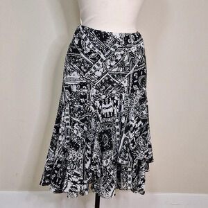 Chaps Ralph Lauren floral layered ruffle midi skirt SZ M